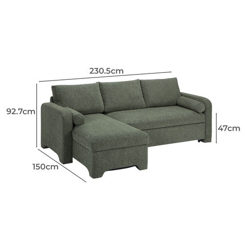 FRIDA 4 SEATER QUEEN SOFA BED WITH REVERSIBLE CHAISE