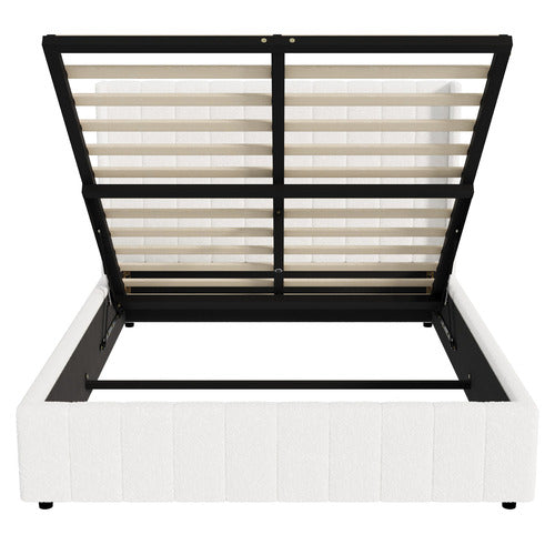 LIVING FUSION WHITE GABRIELLE SHERPA GAS LIFT STORAGE BED