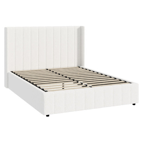LIVING FUSION WHITE GABRIELLE SHERPA GAS LIFT STORAGE BED