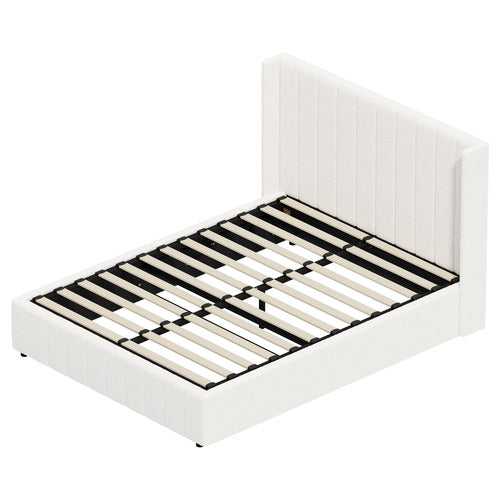 LIVING FUSION WHITE GABRIELLE SHERPA GAS LIFT STORAGE BED