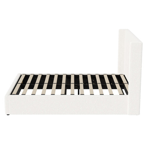 LIVING FUSION WHITE GABRIELLE SHERPA GAS LIFT STORAGE BED