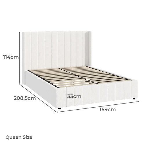 LIVING FUSION WHITE GABRIELLE SHERPA GAS LIFT STORAGE BED