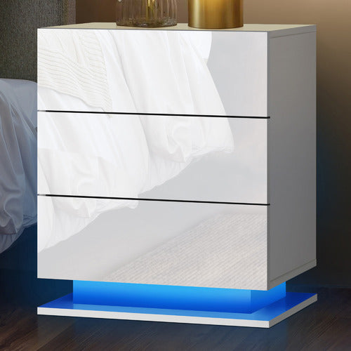 LIVING FUSION GALLAND 3 DRAWER BEDSIDE TABLE WITH LED