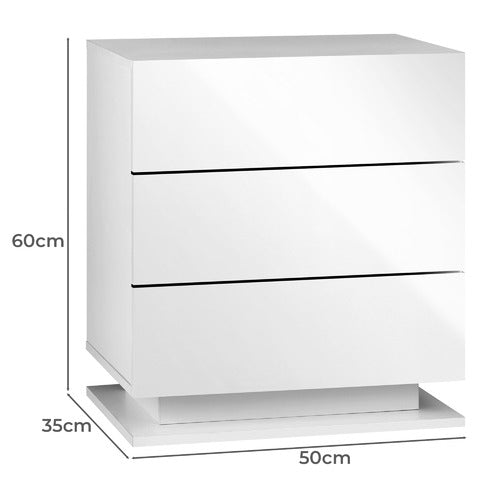 LIVING FUSION GALLAND 3 DRAWER BEDSIDE TABLE WITH LED