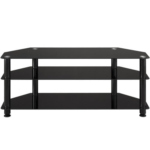 MONUMENT FURNITURE BLACK GLASS-TOP ENTERTAINMENT UNIT