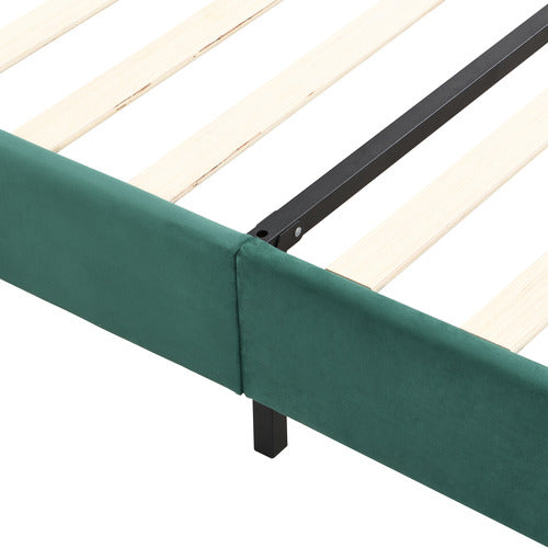 EVIE HOME GREEN HOLT BUTTON-TUFTED VELVET BED FRAME