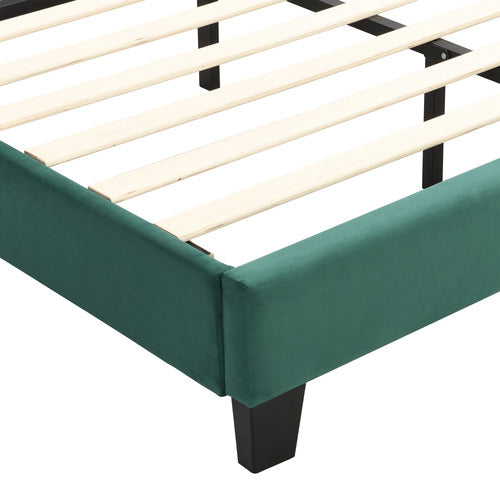 EVIE HOME GREEN HOLT BUTTON-TUFTED VELVET BED FRAME