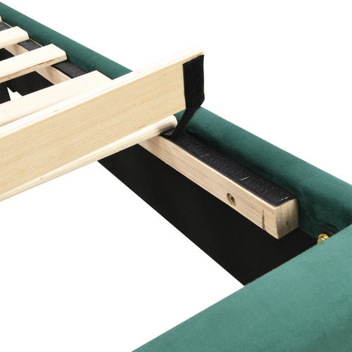 EVIE HOME GREEN HOLT BUTTON-TUFTED VELVET BED FRAME