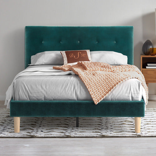 STUDIO HOME GREEN KRISTIAN VELVET BED