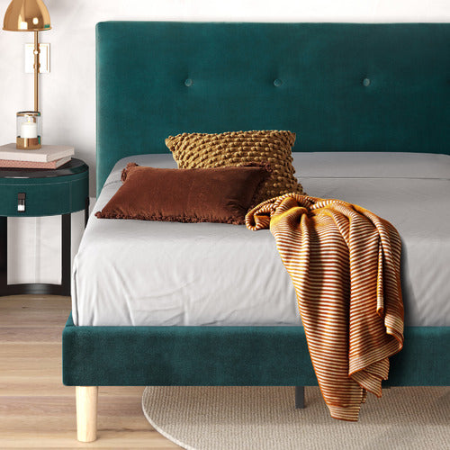 STUDIO HOME GREEN KRISTIAN VELVET BED