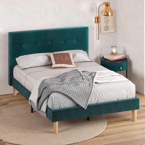 STUDIO HOME GREEN KRISTIAN VELVET BED