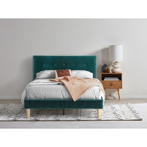 STUDIO HOME GREEN KRISTIAN VELVET BED