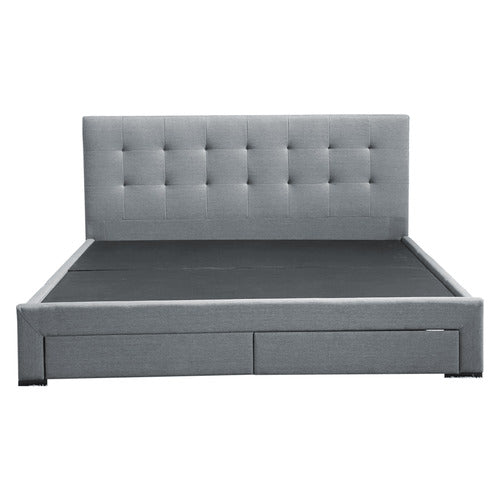 OAKLEIGH HOME GREY EDAN BED FRAME WITH STORAGE DRAWERS