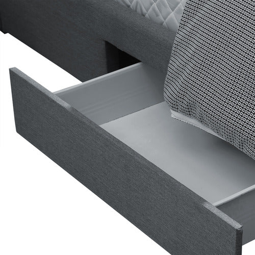 OAKLEIGH HOME GREY EDAN BED FRAME WITH STORAGE DRAWERS
