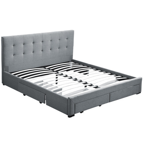 OAKLEIGH HOME GREY EDAN BED FRAME WITH STORAGE DRAWERS