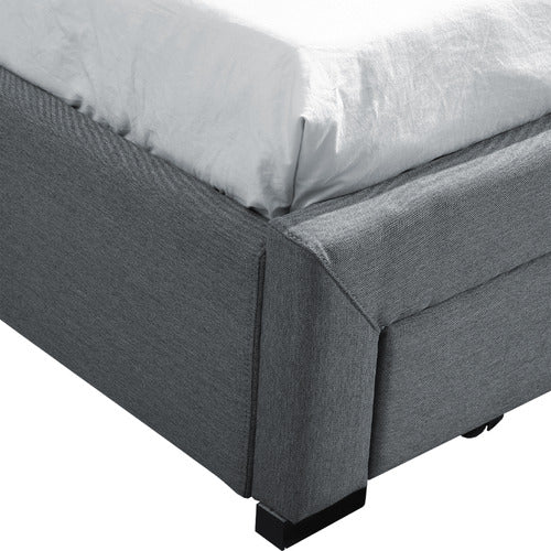 OAKLEIGH HOME GREY EDAN BED FRAME WITH STORAGE DRAWERS