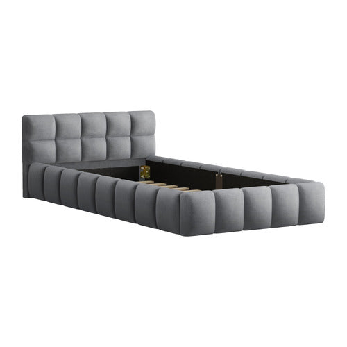 HOXTON ROOM GREY ELLIE MAY VELVET PLATFORM BED