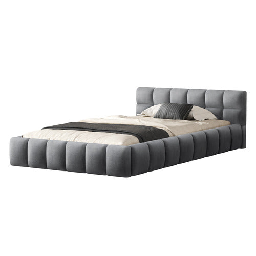 HOXTON ROOM GREY ELLIE MAY VELVET PLATFORM BED