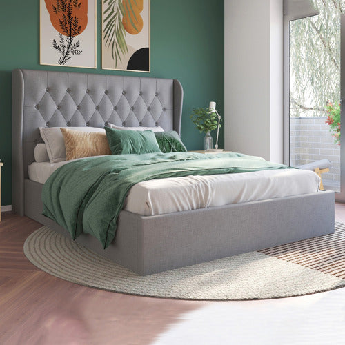 RAWSON & CO GREY HARLOW WINGED GAS LIFT STORAGE BED