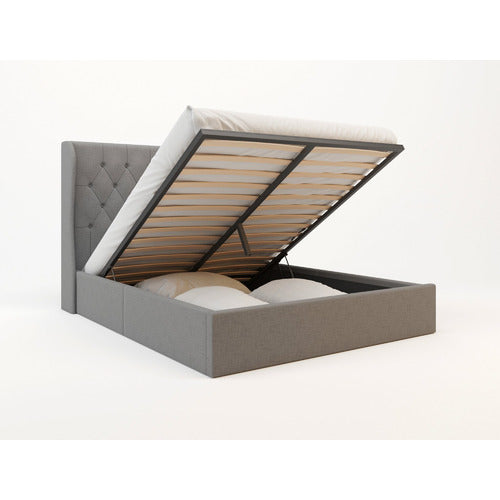RAWSON & CO GREY HARLOW WINGED GAS LIFT STORAGE BED