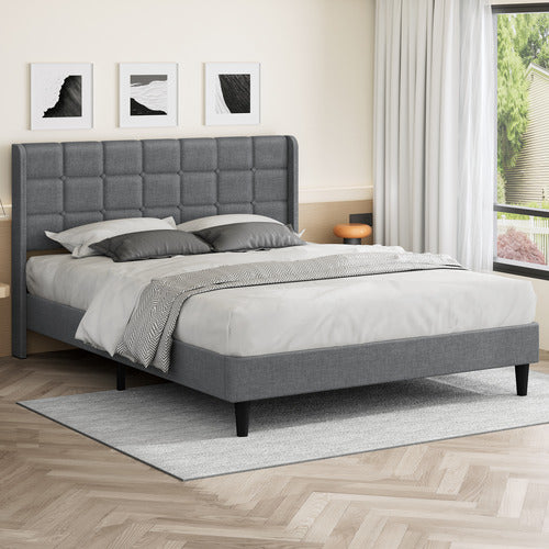 HOXTON ROOM GREY HOBBS UPHOLSTERED BED FRAME