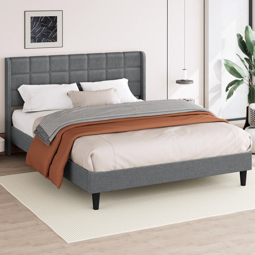HOXTON ROOM GREY HOBBS UPHOLSTERED BED FRAME