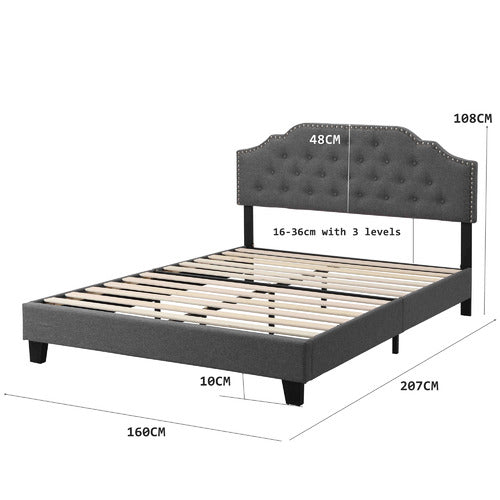 EVIE HOME GREY JERSON UPHOLSTERED BED