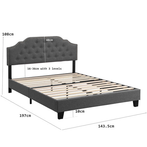 EVIE HOME GREY JERSON UPHOLSTERED BED