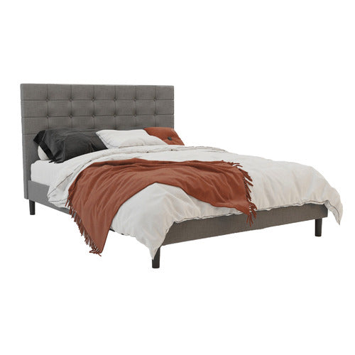 RAWSON & CO GREY KYLIE BUTTONED UPHOLSTERED BED FRAME