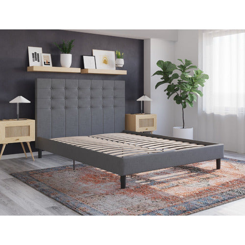 RAWSON & CO GREY KYLIE BUTTONED UPHOLSTERED BED FRAME