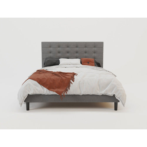 RAWSON & CO GREY KYLIE BUTTONED UPHOLSTERED BED FRAME