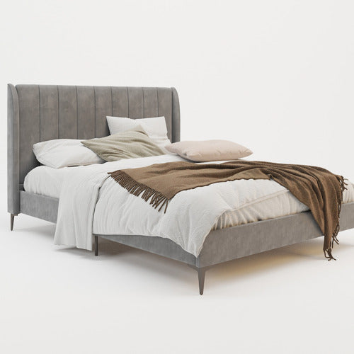 RAWSON & CO GREY MODERN CLASSIC HERMAN VELVET BED FRAME