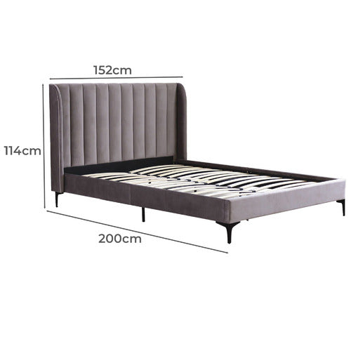 RAWSON & CO GREY MODERN CLASSIC HERMAN VELVET BED FRAME
