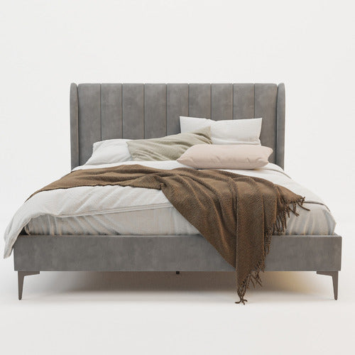 RAWSON & CO GREY MODERN CLASSIC HERMAN VELVET BED FRAME