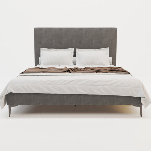 RAWSON & CO GREY RYKKIE VELVET BED FRAME WITH BLACK LEGS
