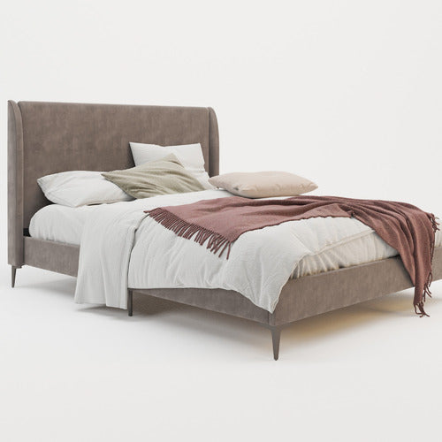 RAWSON & CO GREY ZHENG VELVET BED FRAME WITH BLACK LEGS