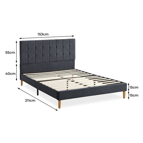 OAKLEIGH HOME GREY IZUMI VELVET BED FRAME