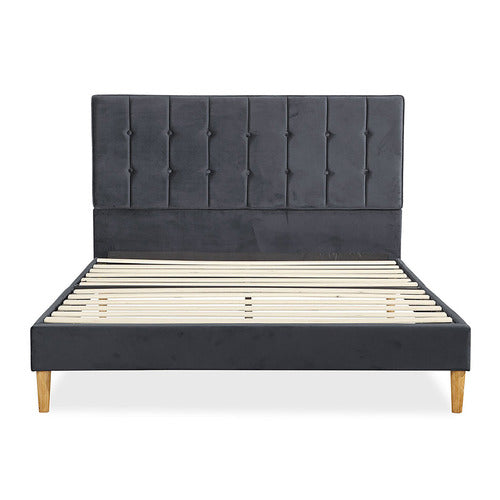 OAKLEIGH HOME GREY IZUMI VELVET BED FRAME