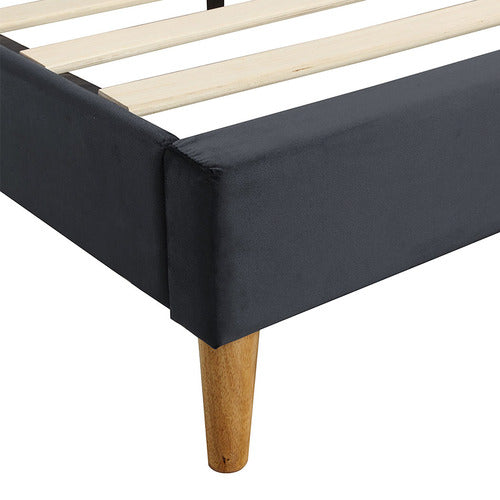 OAKLEIGH HOME GREY IZUMI VELVET BED FRAME