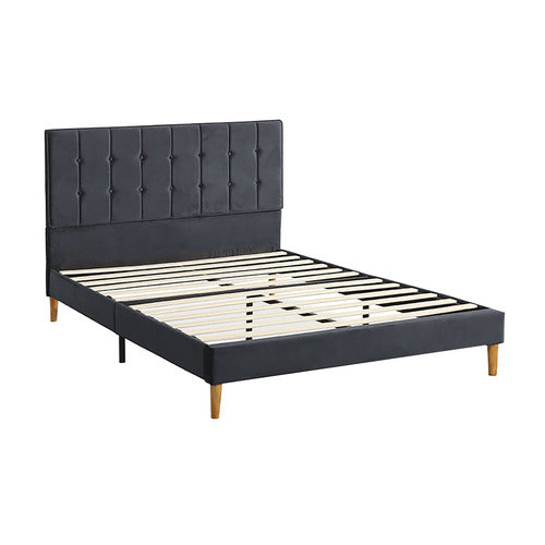 OAKLEIGH HOME GREY IZUMI VELVET BED FRAME