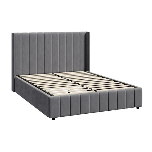 LIVING FUSION MEIER VELVET GAS LIFT STORAGE BED FRAME