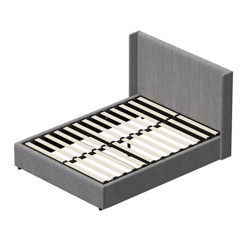 LIVING FUSION MEIER VELVET GAS LIFT STORAGE BED FRAME