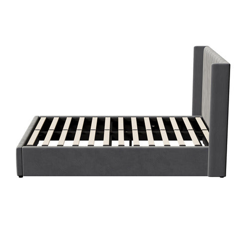 LIVING FUSION MEIER VELVET GAS LIFT STORAGE BED FRAME
