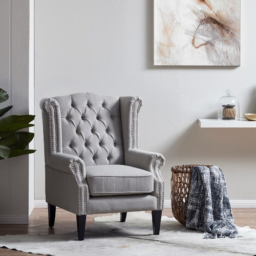 HYDE PARK HOME GREY DUKE WINGBACK ARMCHAIR