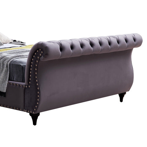 SOUTHERN STYLERS GREY EMERY VELVET BED FRAME