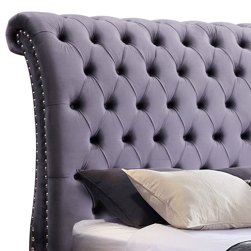 SOUTHERN STYLERS GREY EMERY VELVET BED FRAME