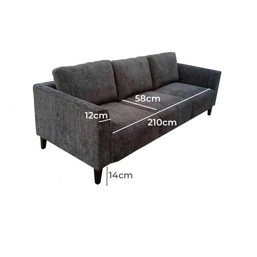 EXQUISITE LIVING GREY FORREST 3 SEATER SOFA