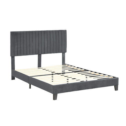 OAKLEIGH HOME GREY HIRO VELVET QUEEN BED FRAME
