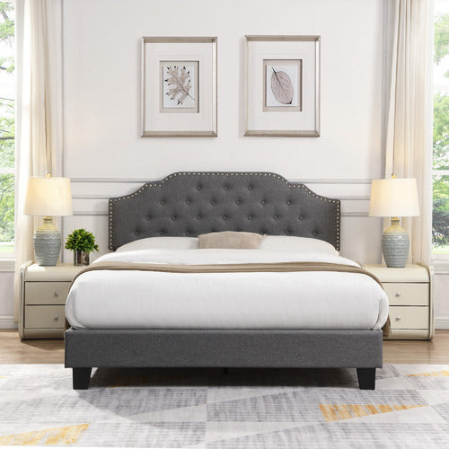 EVIE HOME GREY JERSON UPHOLSTERED BED