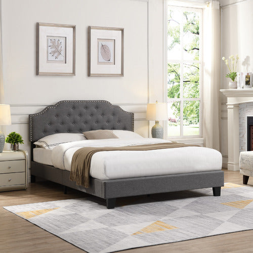 EVIE HOME GREY JERSON UPHOLSTERED BED